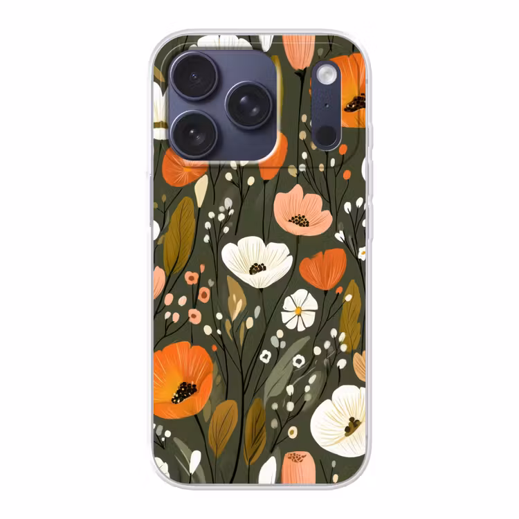Bloemen - Illustratie - Groen Telefoonhoesje iPhone 17 Pro klein -3d