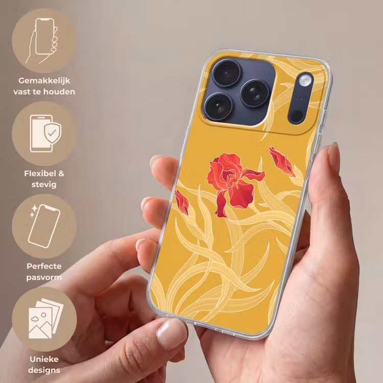 Telefoonhoesje - Bloemen - Illustratie - Rood - Bloemen - Illustratie - Rood Telefoonhoesje iPhone 17 Pro klein