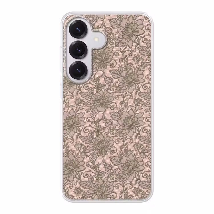 Bloemen - Kant - Patroon - Klassiek - Groen Telefoonhoesje Samsung Galaxy S26 klein -3d