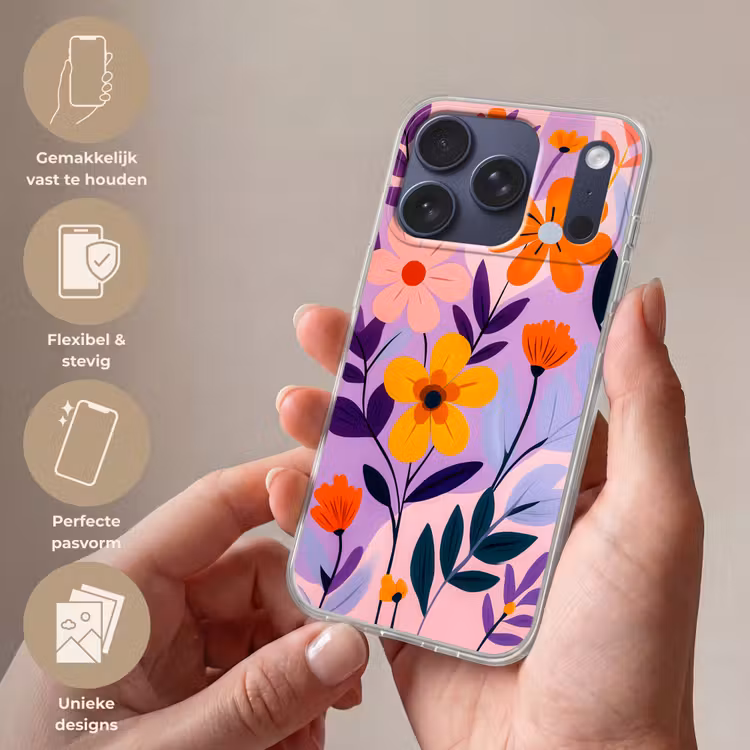Bloemen - Kleurrijk - Bladeren Telefoonhoesje iPhone 17 Pro klein -sfeer3_NL