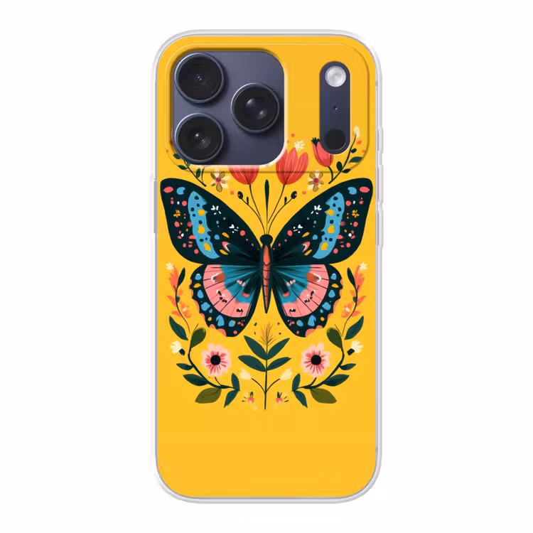 Bloemen - Kleurrijk - Vlinder - Sierlijk Telefoonhoesje iPhone 17 Pro klein -3d