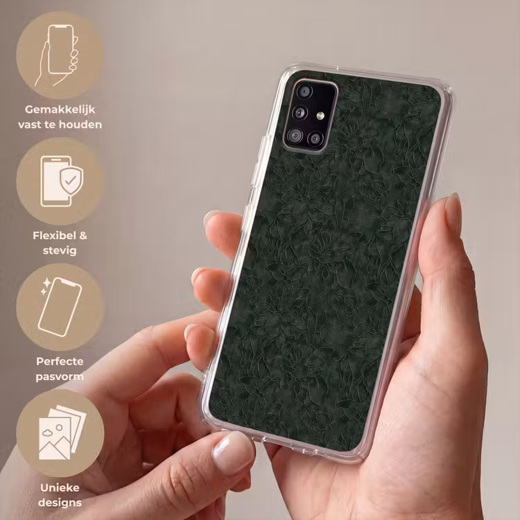 Bloemen - Lijnen - Groen Telefoonhoesje Samsung Galaxy A51 5G klein 373 -sfeer3_NL