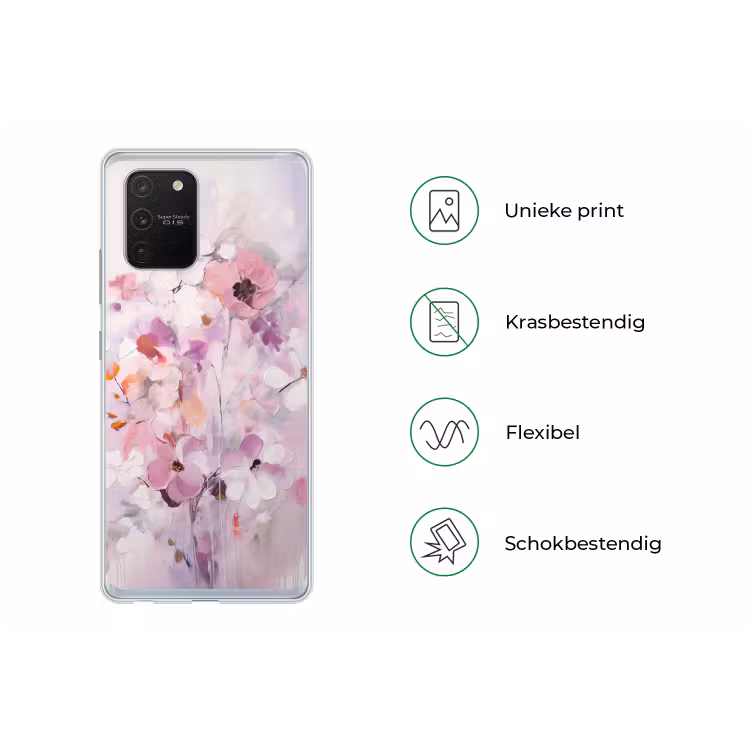 Bloemen - Lila - Watercolor - Kunst Telefoonhoesje Samsung Galaxy S10 Lite klein -specsS10Lite