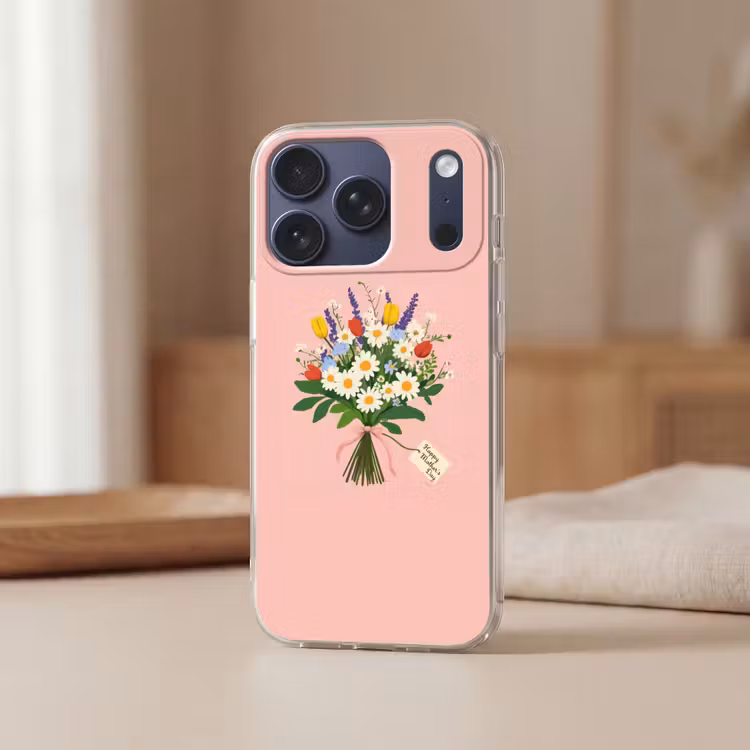 Bloemen - Lint - Kaartje Telefoonhoesje iPhone 17 Pro klein -sfeer2
