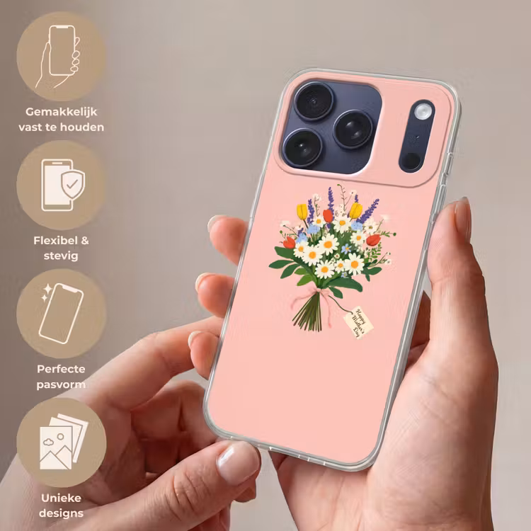 Bloemen - Lint - Kaartje Telefoonhoesje iPhone 17 Pro klein -sfeer3_NL