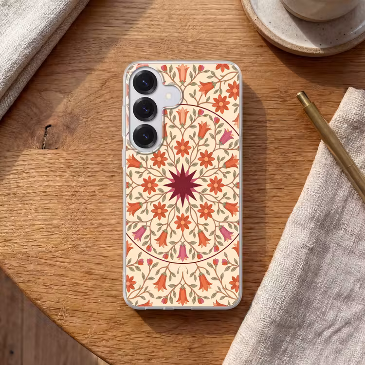 Bloemen - Mandala - Decoratief - Rood Telefoonhoesje Samsung Galaxy S26 klein -sfeer1