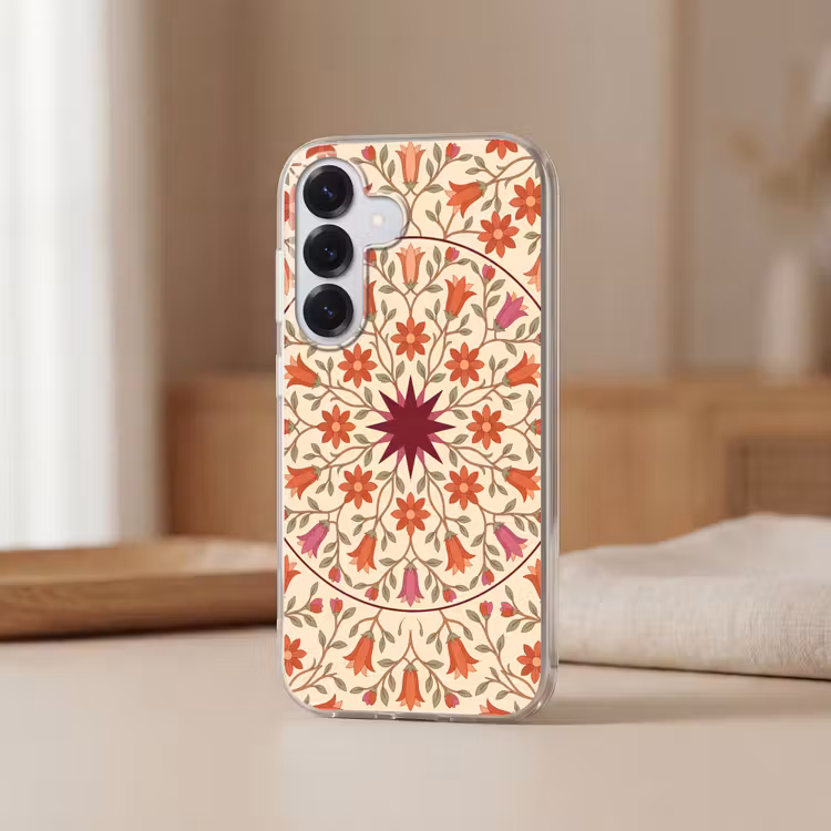 Bloemen - Mandala - Decoratief - Rood Telefoonhoesje Samsung Galaxy S26 klein -sfeer2