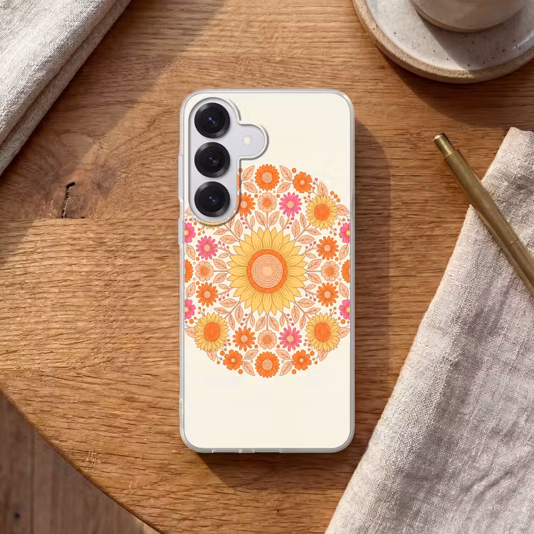 Bloemen - Mandala - Patroon - Kleurrijk Telefoonhoesje Samsung Galaxy S26 klein -sfeer1