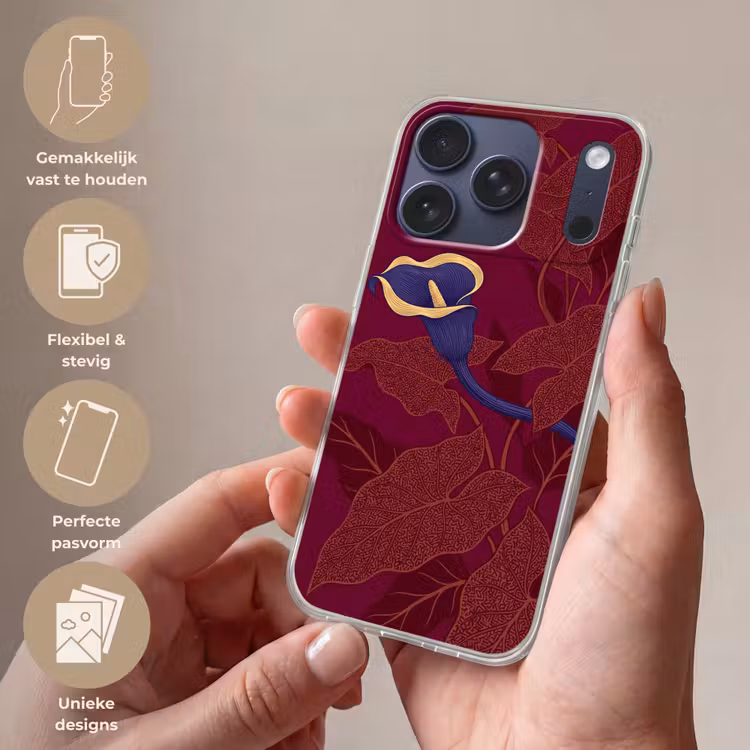 Telefoonhoesje - Bloemen - Modern - Paars - Bloemen - Modern - Paars Telefoonhoesje iPhone 17 Pro klein