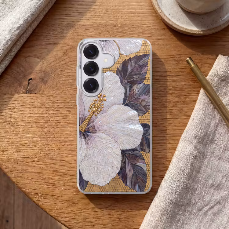 Bloemen - Mozaïek - Kunst - Modern - Goud Telefoonhoesje Samsung Galaxy S26 klein -sfeer1