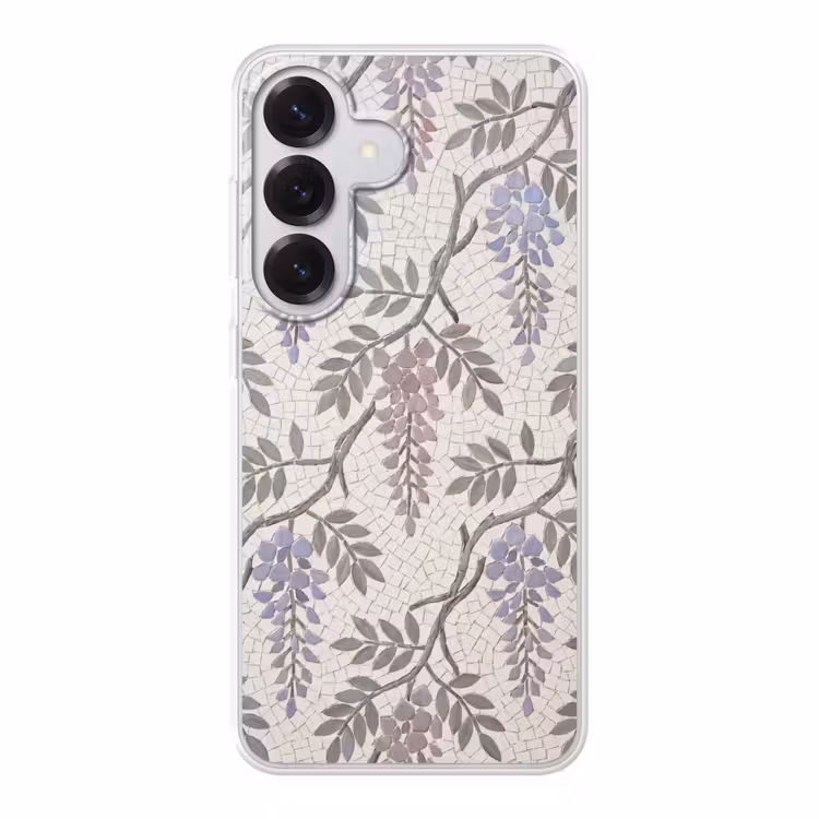 Bloemen - Mozaïek - Natuur - Patroon - Paars Telefoonhoesje Samsung Galaxy S26 klein -3d