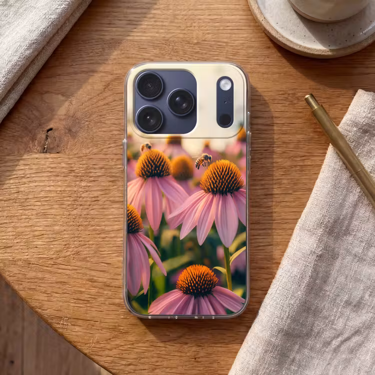 Bloemen - Paars - Bijen Telefoonhoesje iPhone 17 Pro klein -sfeer1