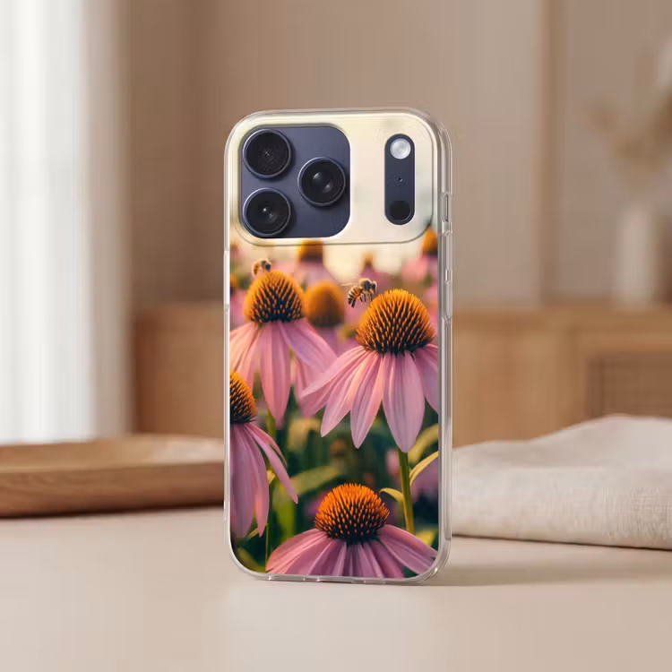 Bloemen - Paars - Bijen Telefoonhoesje iPhone 17 Pro klein -sfeer2