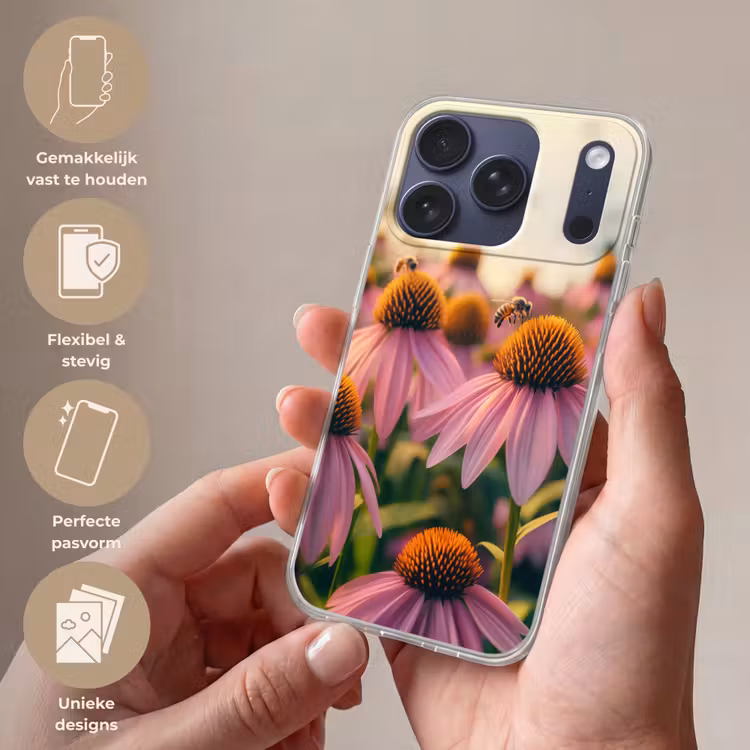 Bloemen - Paars - Bijen Telefoonhoesje iPhone 17 Pro klein -sfeer3_NL