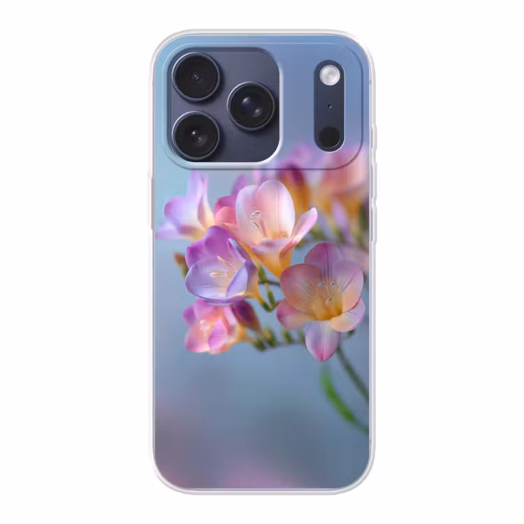 Bloemen - Paars - Overloop - Meeldraden Telefoonhoesje iPhone 17 Pro klein -3d