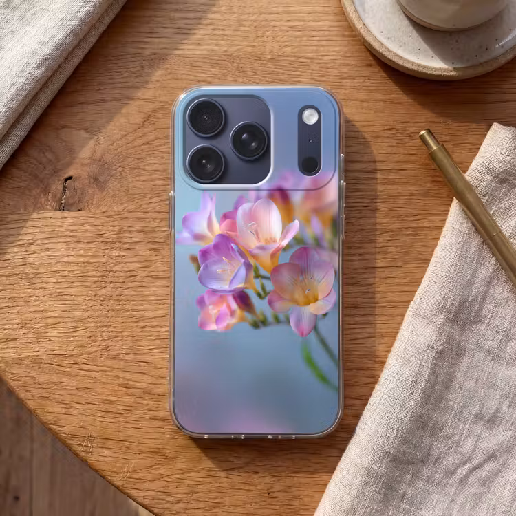 Bloemen - Paars - Overloop - Meeldraden Telefoonhoesje iPhone 17 Pro klein -sfeer1