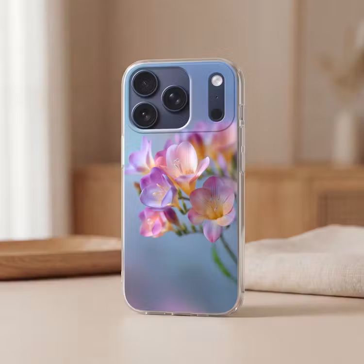 Bloemen - Paars - Overloop - Meeldraden Telefoonhoesje iPhone 17 Pro klein -sfeer2