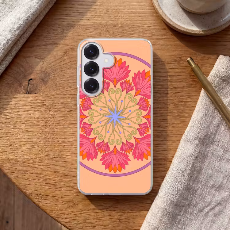 Bloemen - Patroon - Abstract - Roze - Decoratief Telefoonhoesje Samsung Galaxy S26 klein -sfeer1