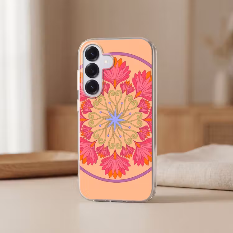 Bloemen - Patroon - Abstract - Roze - Decoratief Telefoonhoesje Samsung Galaxy S26 klein -sfeer2