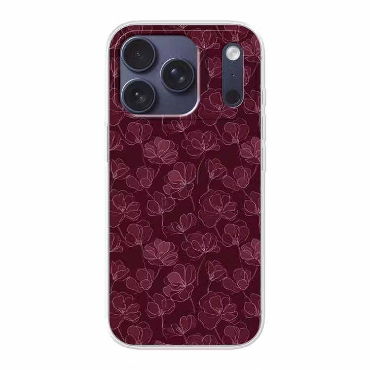 Bloemen - Patroon - Bordeauxrood Telefoonhoesje iPhone 17 Pro klein 878 -3d