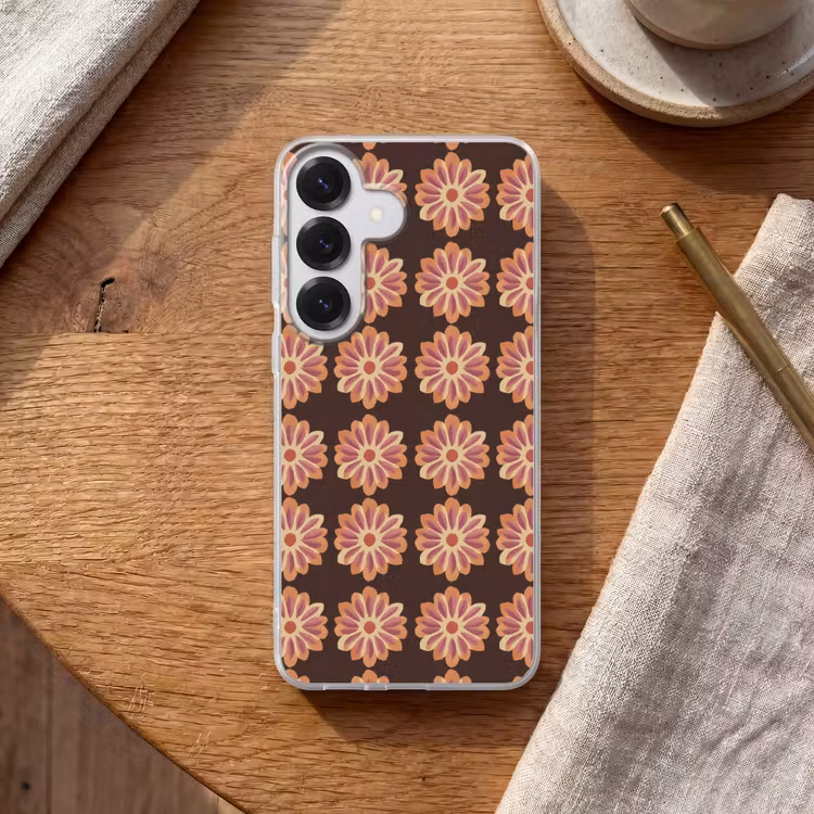 Bloemen - Patroon - Bruin Telefoonhoesje Samsung Galaxy S26 klein 975 -sfeer1