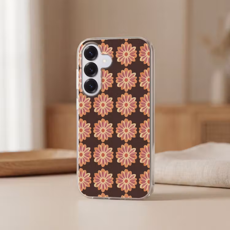 Bloemen - Patroon - Bruin Telefoonhoesje Samsung Galaxy S26 klein 975 -sfeer2