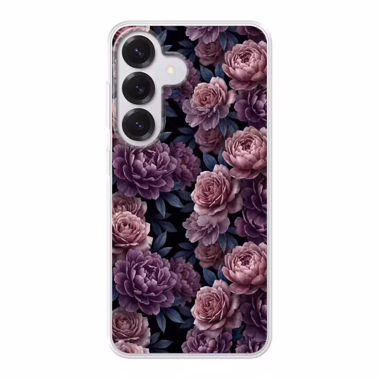 Bloemen - Patroon - Donker - Botanisch - Paars Telefoonhoesje Samsung Galaxy S26 klein -3d