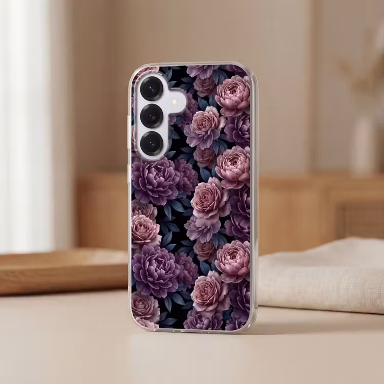 Bloemen - Patroon - Donker - Botanisch - Paars Telefoonhoesje Samsung Galaxy S26 klein -sfeer2