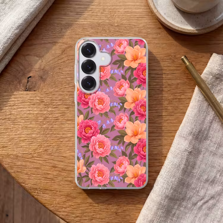 Bloemen - Patroon - Illustratie - Roze Telefoonhoesje Samsung Galaxy S26 klein -sfeer1