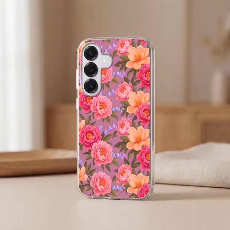 Bloemen - Patroon - Illustratie - Roze Telefoonhoesje Samsung Galaxy S26 klein -sfeer2
