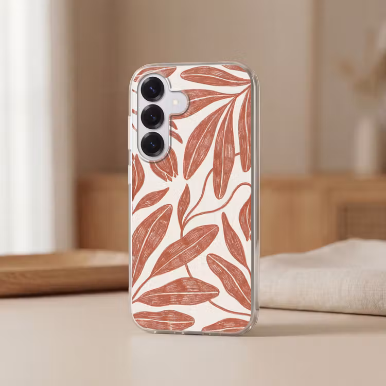 Bloemen - Patroon - Modern - Natuur - Bruin Telefoonhoesje Samsung Galaxy S26 klein -sfeer2