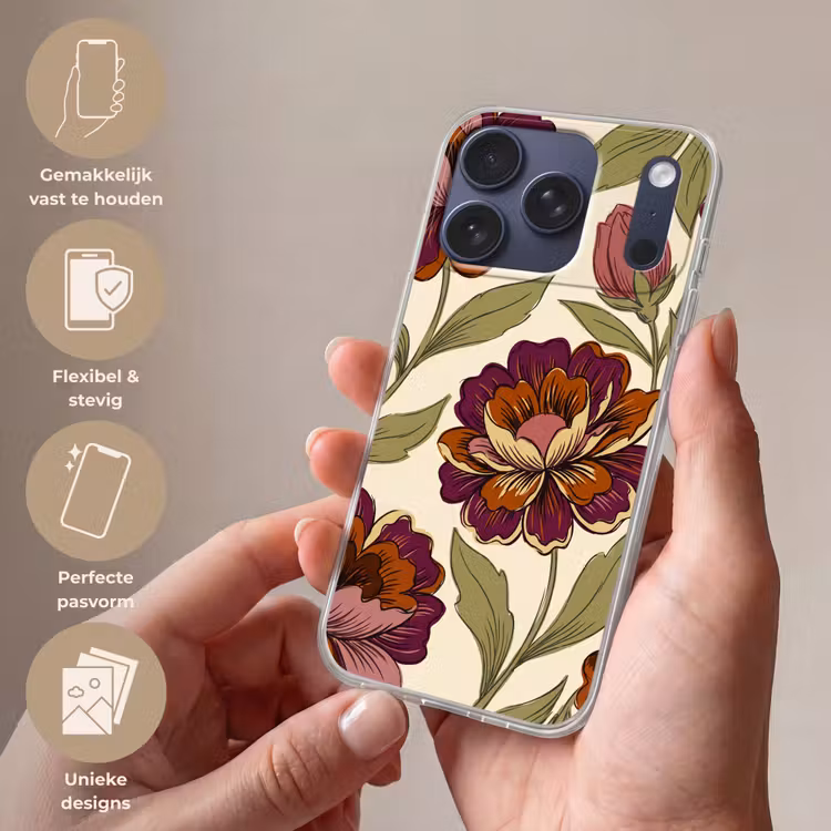 Bloemen - Patroon - Natuur - Modern - Paars Telefoonhoesje iPhone 17 Pro klein -sfeer3_NL