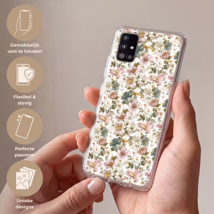 Bloemen - Patroon - Pastel Telefoonhoesje Samsung Galaxy A51 5G klein 373 -sfeer3_NL