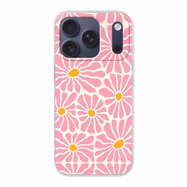 Bloemen - Patroon - Roze - Beige - Oranje Telefoonhoesje iPhone 17 Pro klein -3d