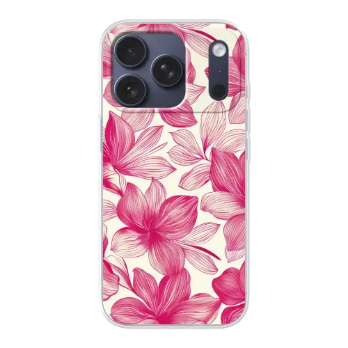 Bloemen - Patroon - Roze - Wit Telefoonhoesje iPhone 17 Pro klein -3d