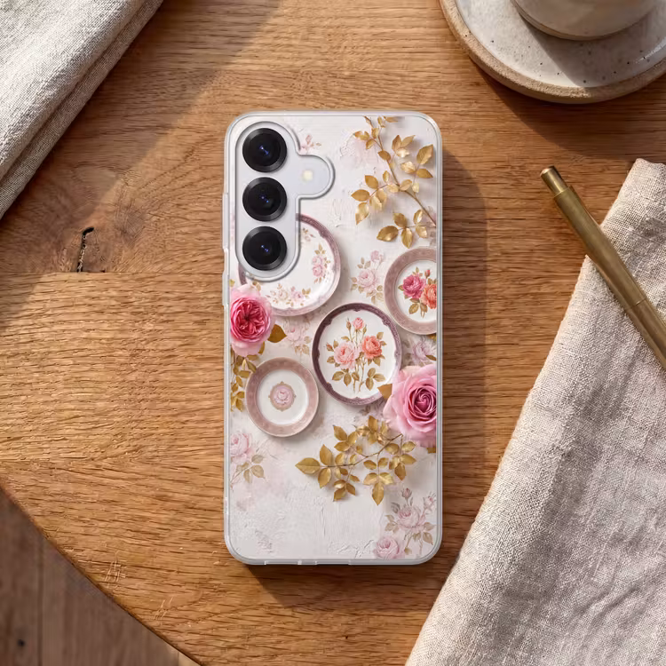 Bloemen - Patroon - Vintage - Roze - Decoratie Telefoonhoesje Samsung Galaxy S26 klein -sfeer1