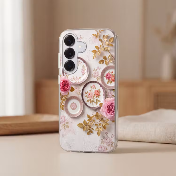 Bloemen - Patroon - Vintage - Roze - Decoratie Telefoonhoesje Samsung Galaxy S26 klein -sfeer2
