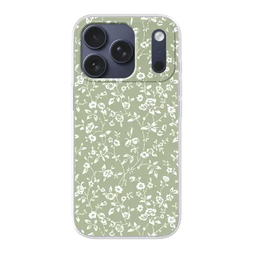Bloemen - Print - Groen - Wit Telefoonhoesje iPhone 17 Pro klein -3d