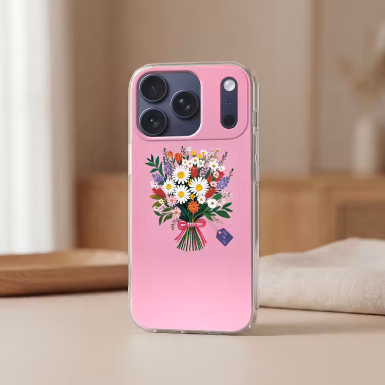 Bloemen - Quote - Kaartje - Kleurrijk Telefoonhoesje iPhone 17 Pro klein -sfeer2