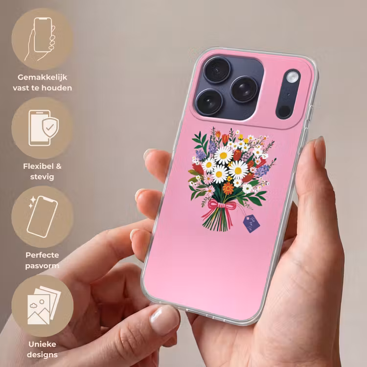Bloemen - Quote - Kaartje - Kleurrijk Telefoonhoesje iPhone 17 Pro klein -sfeer3_NL