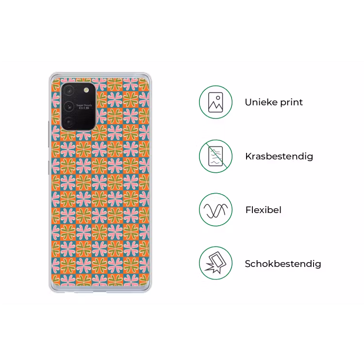 Bloemen - Retro - Patroon - Kleurrijk Telefoonhoesje Samsung Galaxy S10 Lite klein 364 -specsS10Lite