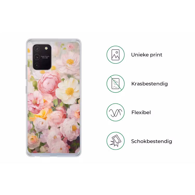 Bloemen - Roze - Botanisch - Kunst - Acrylverf Telefoonhoesje Samsung Galaxy S10 Lite klein -specsS10Lite