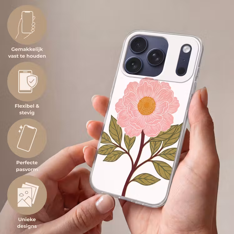 Telefoonhoesje - Bloemen - Roze - Illustratie - Bloemen - Roze - Illustratie Telefoonhoesje iPhone 17 Pro klein