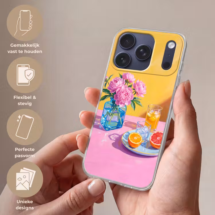Telefoonhoesje - Bloemen - Roze - Modern - Bloemen - Roze - Modern Telefoonhoesje iPhone 17 Pro klein