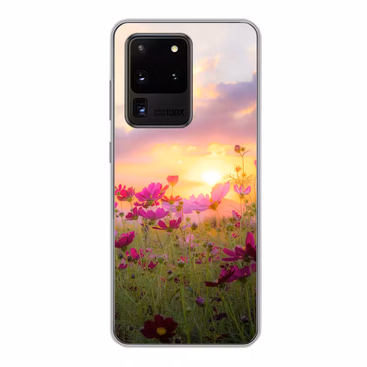 Bloemen - Roze - Zonsondergang Telefoonhoesje Samsung Galaxy S20 Ultra klein -3d