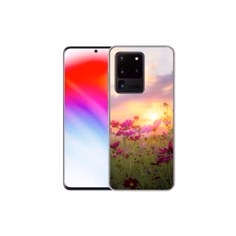 Bloemen - Roze - Zonsondergang Telefoonhoesje Samsung Galaxy S20 Ultra klein -dubbelS20Ultra
