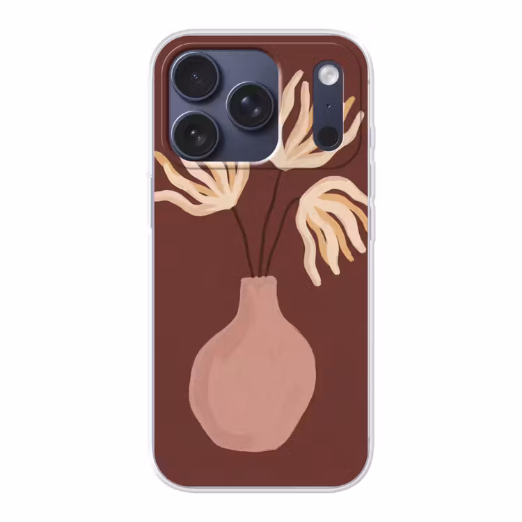 Bloemen - Vaas - Abstract - Modern - Aardetinten Telefoonhoesje iPhone 17 Pro klein -3d
