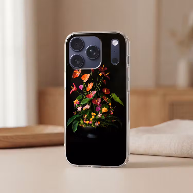 Bloemen - Vaas - Kleurrijk Telefoonhoesje iPhone 17 Pro klein -sfeer2