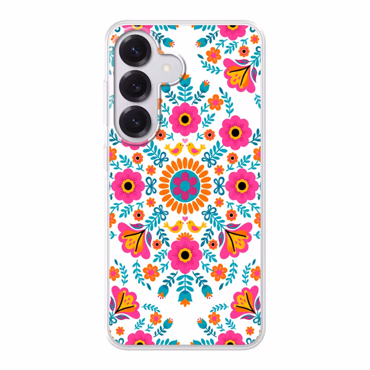 Bloemen - Vogel - Patroon - Kleurrijk - Modern Telefoonhoesje Samsung Galaxy S26 klein -3d