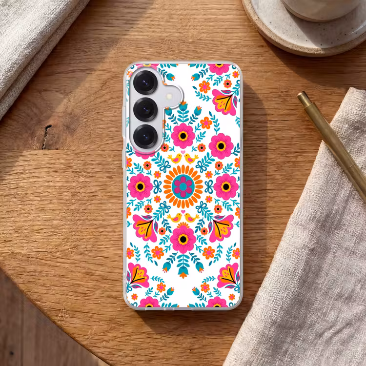 Bloemen - Vogel - Patroon - Kleurrijk - Modern Telefoonhoesje Samsung Galaxy S26 klein -sfeer1